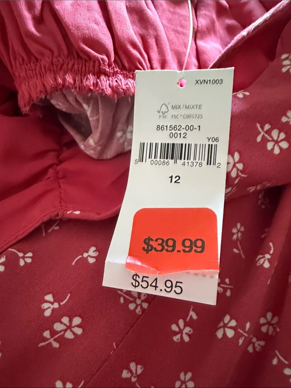 GAP Teen Coral Pink Floral Dress with White Print